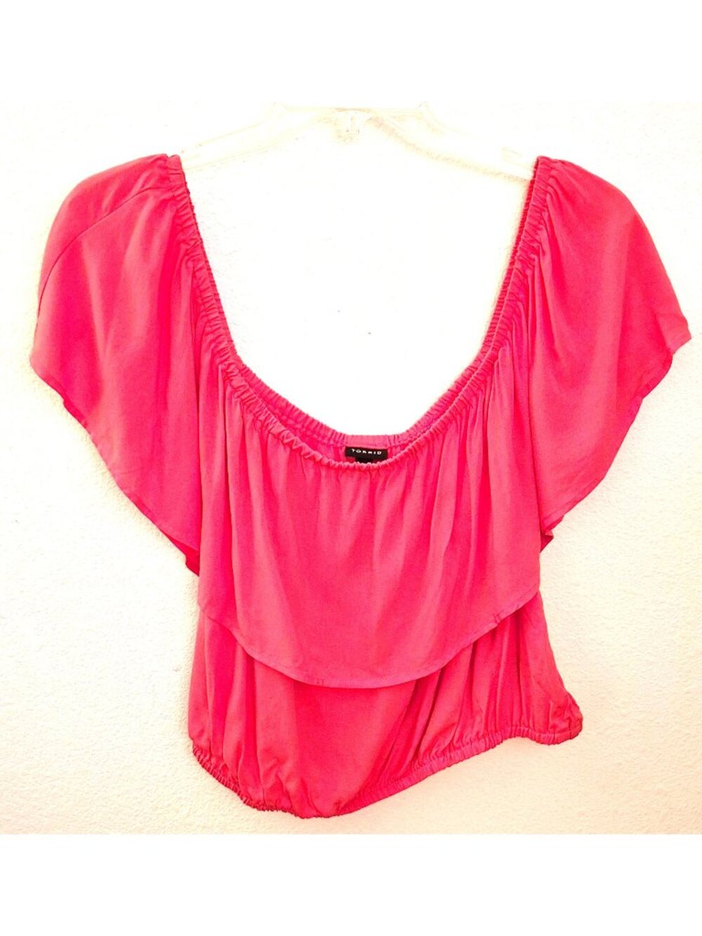 Torrid Pink Off The Shoulder Crop Top Size 3X NWT